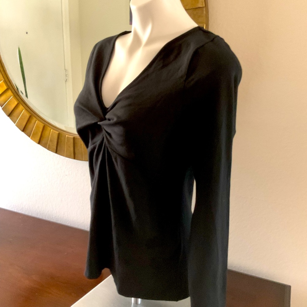 NWOT Madewell size large cotton modal long sleeve black top with knotted front.
